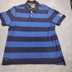 Converse One Star Polo Shirt Mens XXL Striped Navy Blue Short Sleeve Good